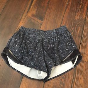 White dotted black Lululemon shorts
